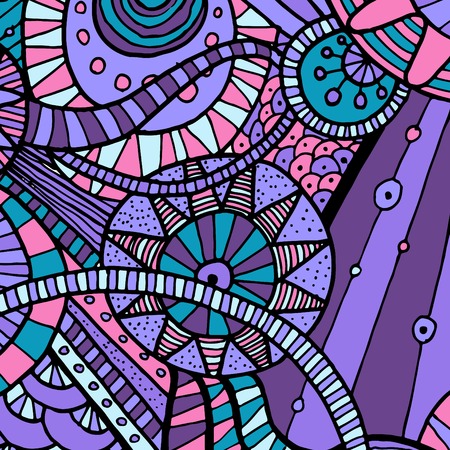 Vector hand drawing doddle ethnic pattern. Background with geometric elements. のイラスト素材