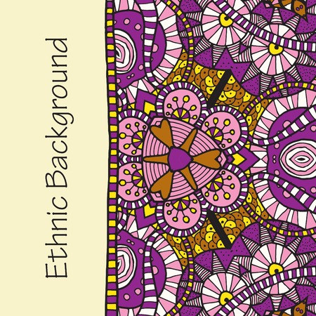 Vector hand drawing doddle ethnic pattern. Background with geometric elements. のイラスト素材