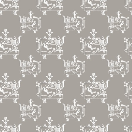 Vector hand draw retro mechanism seamless pattern. のイラスト素材