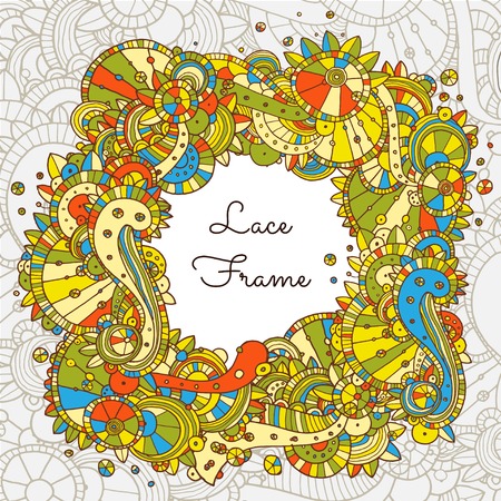 Vector round retro ornament doodle frame . のイラスト素材