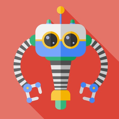 Vector flat retro color robot toy. のイラスト素材