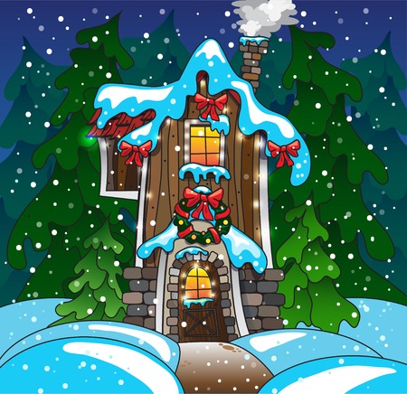 Vector fabulous christmas home. Winter. Vector のイラスト素材