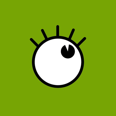 Vector funny cartoon eye. Green background. のイラスト素材