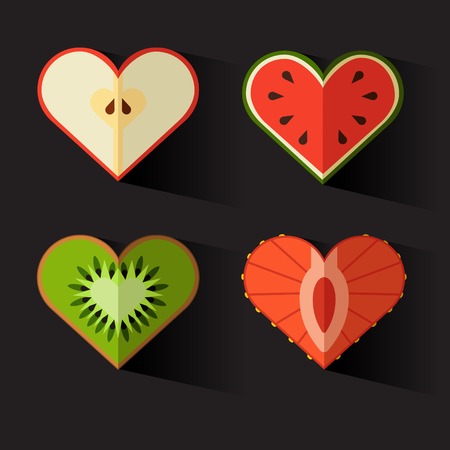 fruit hearts on valentines day. Vector のイラスト素材