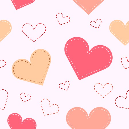 Vector seamless hearts background. pink-beige. のイラスト素材