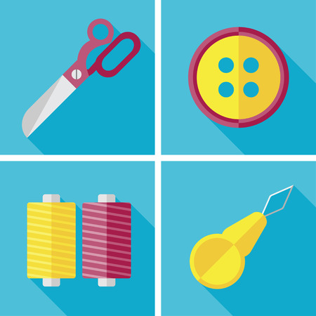 Vector color flat tailor sing set. のイラスト素材