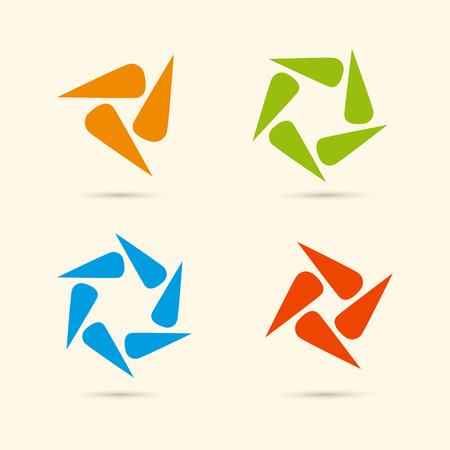 Vector flat color circle ornament set. Geometric logo template.  のイラスト素材