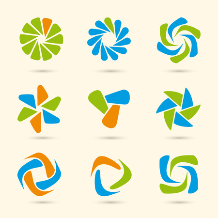 Vector flat color circle ornament set. Geometric logo template.  のイラスト素材