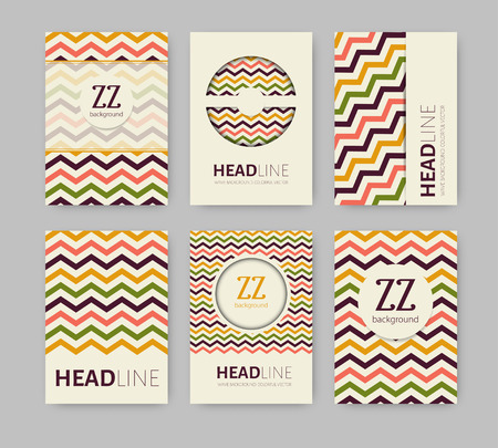 Vector Illustration with Abstract Geometric Pattern Background. Business Template for Flyer, Banner, Poster, Brochure Design. Wave style.のイラスト素材