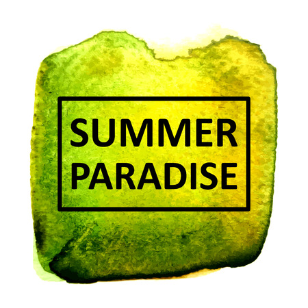 Vector hand draw watercolor spot background with text in frame for banners, advertising, cards, brochure, posters . Eps10のイラスト素材