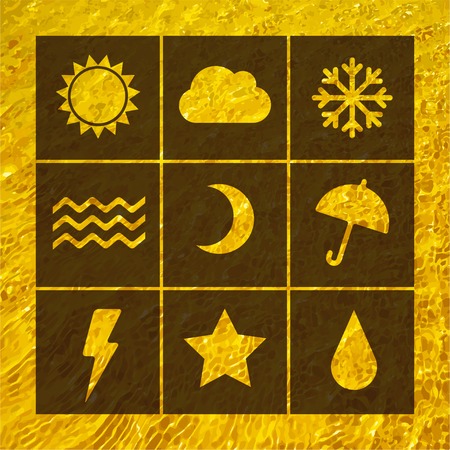 Vector flat weather icon set on blur. Sun star moon cloud snow fog rain. Eps10のイラスト素材