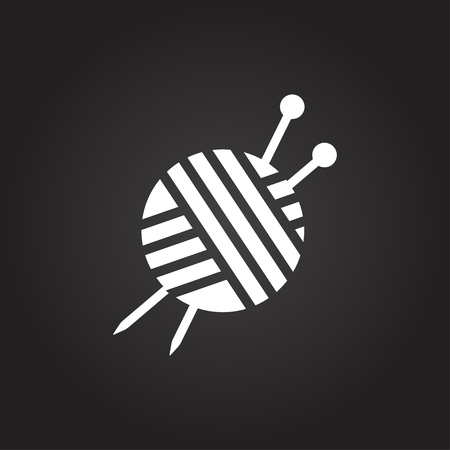 Vector flat white tailor ravel ball of yarn for knitting icon on dark backgroundのイラスト素材