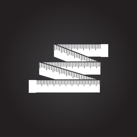 Vector flat white tailor ruler icon on dark backgroundのイラスト素材