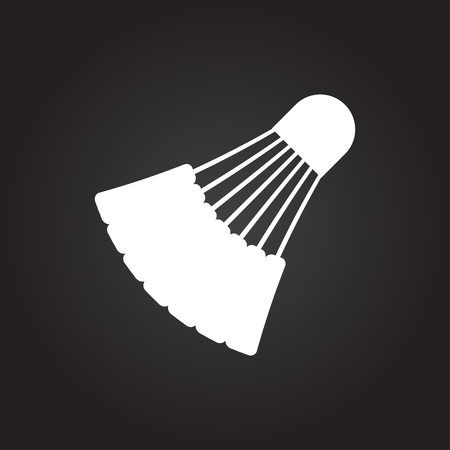 Vector flat white simple badminton icon on dark backgroundのイラスト素材