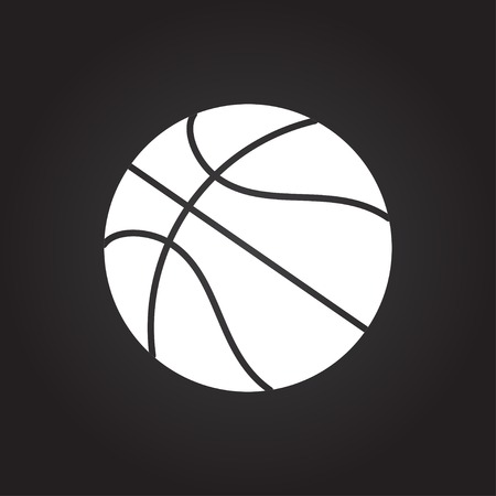 Vector flat white basketball icon on dark backgroundのイラスト素材
