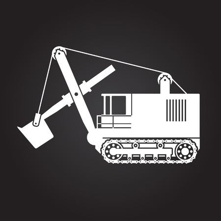 Vector flat white heavy machine icon on dark backgroundのイラスト素材