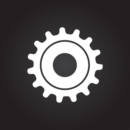 Vector flat white cogwheel icon on dark backgroundのイラスト素材