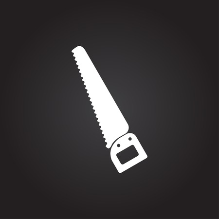 Vector flat white saw icon on dark background . Industrial equipmentのイラスト素材