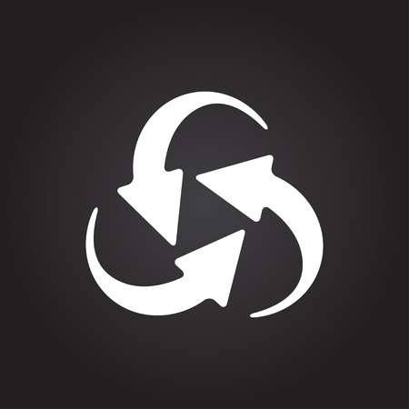 Vector flat white circle round arrows for business, diagram on dark backgroundのイラスト素材