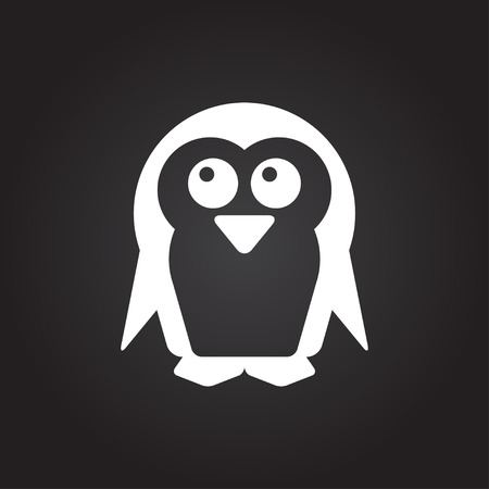 Vector flat white penguin icon on dark backgroundのイラスト素材