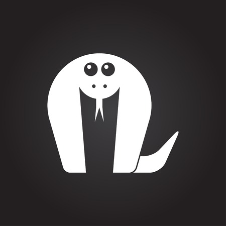 Vector flat white cobra icon on dark backgroundのイラスト素材
