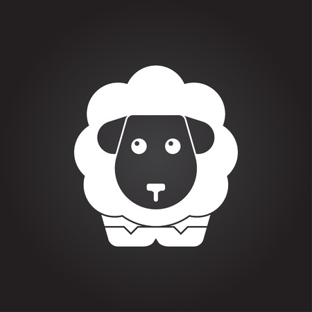 Vector flat white sheep icon on dark backgroundのイラスト素材