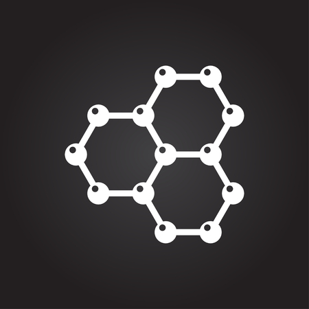 Vector flat white graphene icon on dark background . Science illustrationのイラスト素材