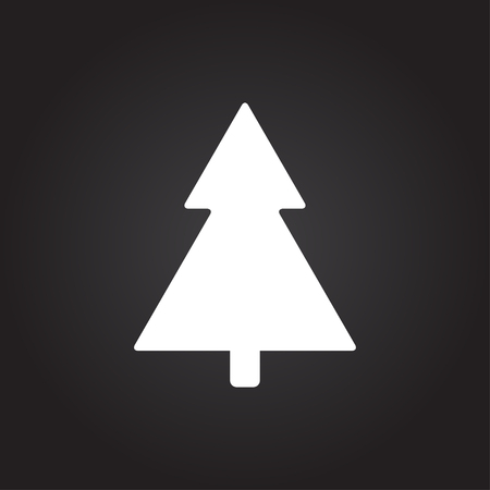Vector flat white christmas tree icon on dark backgroundのイラスト素材
