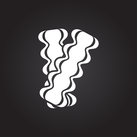 Vector flat white bacon icon on dark backgroundのイラスト素材