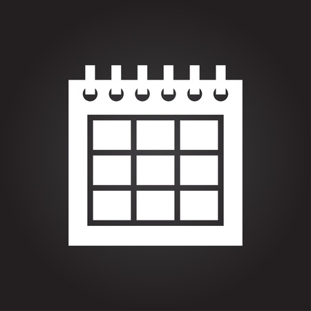 Vector flat white calendar icon on dark backgroundのイラスト素材