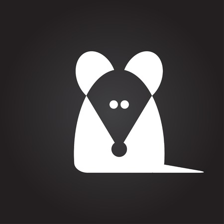 Vector flat white rat or mouse icon on dark backgroundのイラスト素材