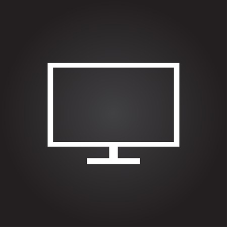 Vector flat white TV or monitor icon on dark backgroundのイラスト素材