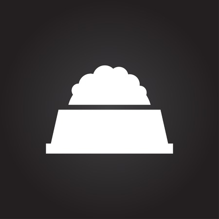 Vector flat white pet food dish icon on dark backgroundのイラスト素材
