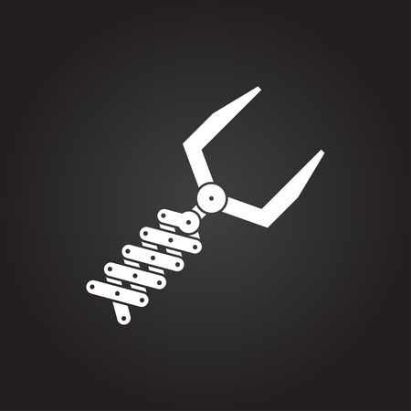 Vector flat white robot hand icon on dark backgroundのイラスト素材