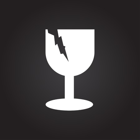 Vector flat white fragile icon on dark backgroundのイラスト素材