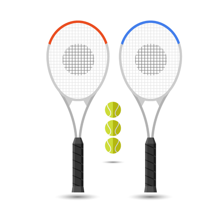 Vector set of tennis rackets and tennis balls. Sport illustrationのイラスト素材