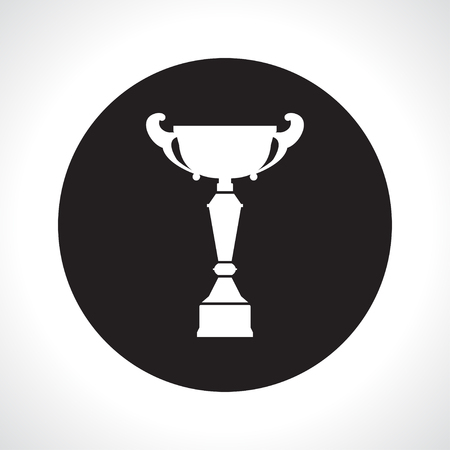 Vector flat white trophy goblet icon in black circle. Winner award. Eps10のイラスト素材