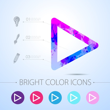 Vector watercolor play icon with infographic elementsのイラスト素材