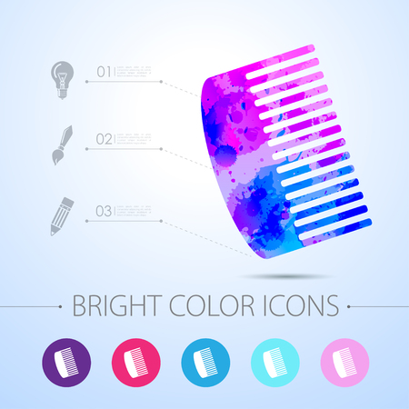 Vector watercolor hairbrush icon with infographic elementsのイラスト素材