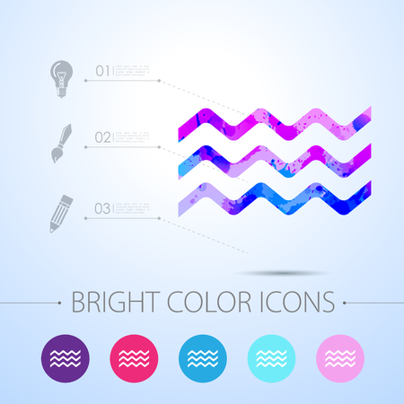 Vector watercolor waves icon with infographic elementsのイラスト素材
