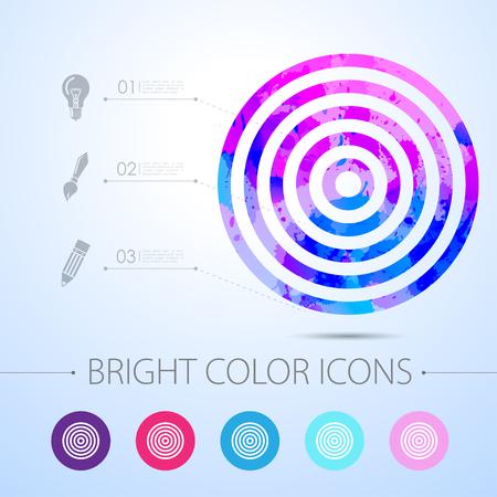 Vector watercolor target icon with infographic elementsのイラスト素材