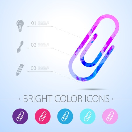Vector watercolor clip icon with infographic elementsのイラスト素材