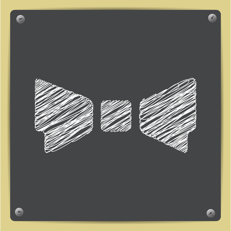 Vector chalk drawn sketch of bow-tie icon on school blackboardのイラスト素材