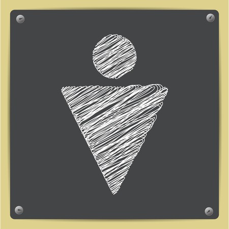 Vector chalk drawn sketch of man icon on school blackboardのイラスト素材