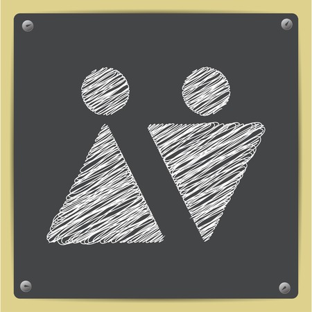 Vector chalk drawn sketch of man and woman icon on school blackboardのイラスト素材