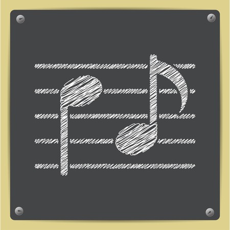 Vector chalk drawn sketch of music icon on school blackboardのイラスト素材