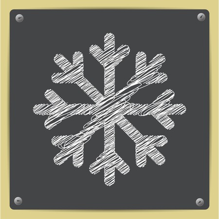 Vector chalk drawn sketch of snowflake icon on school blackboardのイラスト素材
