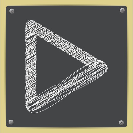 Vector chalk drawn sketch of play icon on school blackboardのイラスト素材