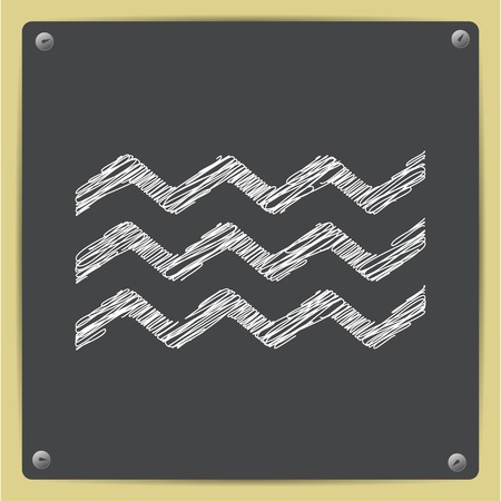 Vector chalk drawn sketch of waves icon on school blackboardのイラスト素材
