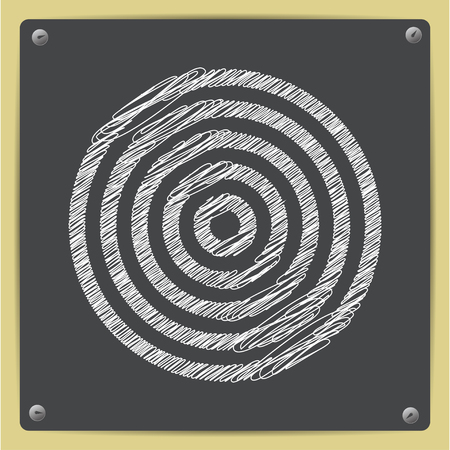 Vector chalk drawn sketch of target icon on school blackboardのイラスト素材